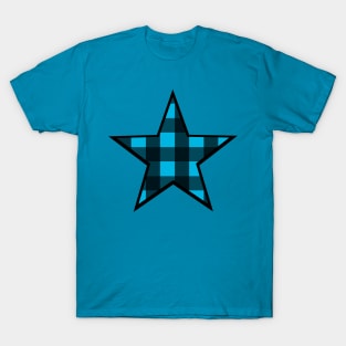 Blue and Black Buffalo Plaid Star T-Shirt